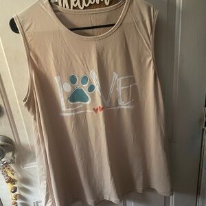 Beige Love Paw Print Tank Top